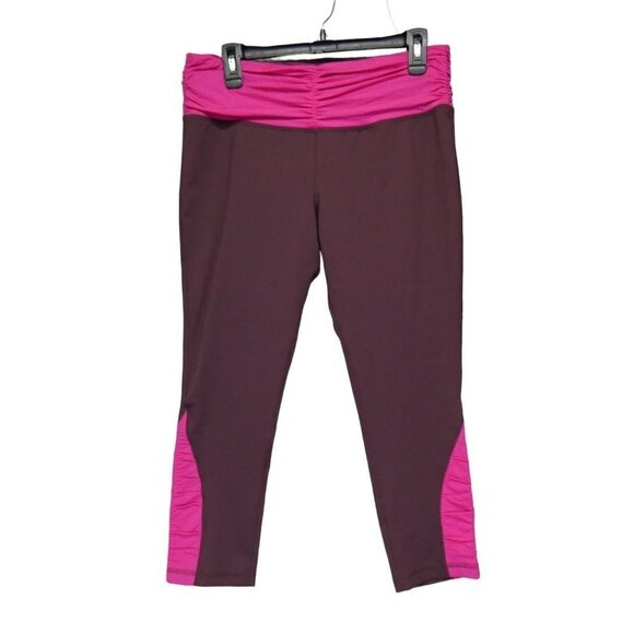 Patagonia Leggings Capri Cropped Leggings Workout Sz L Burgundy Pink Athletic - Picture 1 of 10